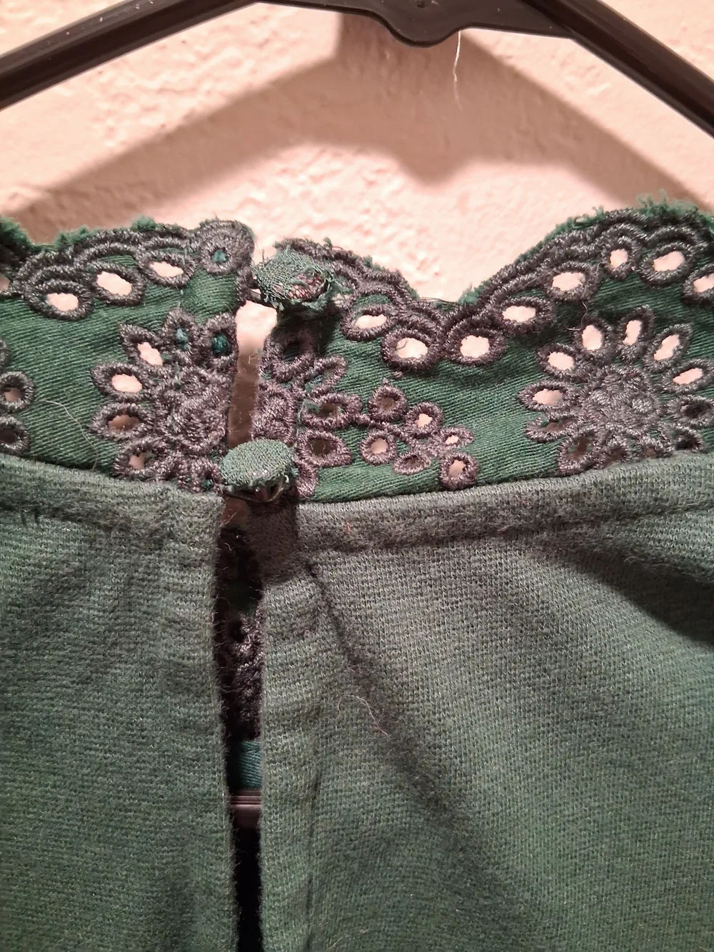 Free People Emerald Green Crochet Lace Long-Sleeve Blouse - Picture 4 of 4